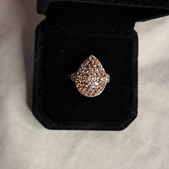 Natural Jenipapo Andalusite & Natural White Zircon Accented Cluster Style Ring - Picture 1 of 10